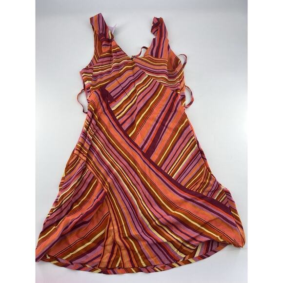 Wild Fable Women's Funky Print Orange Pink Stripe Dress Extra Small Retro New - Picture 9 of 10